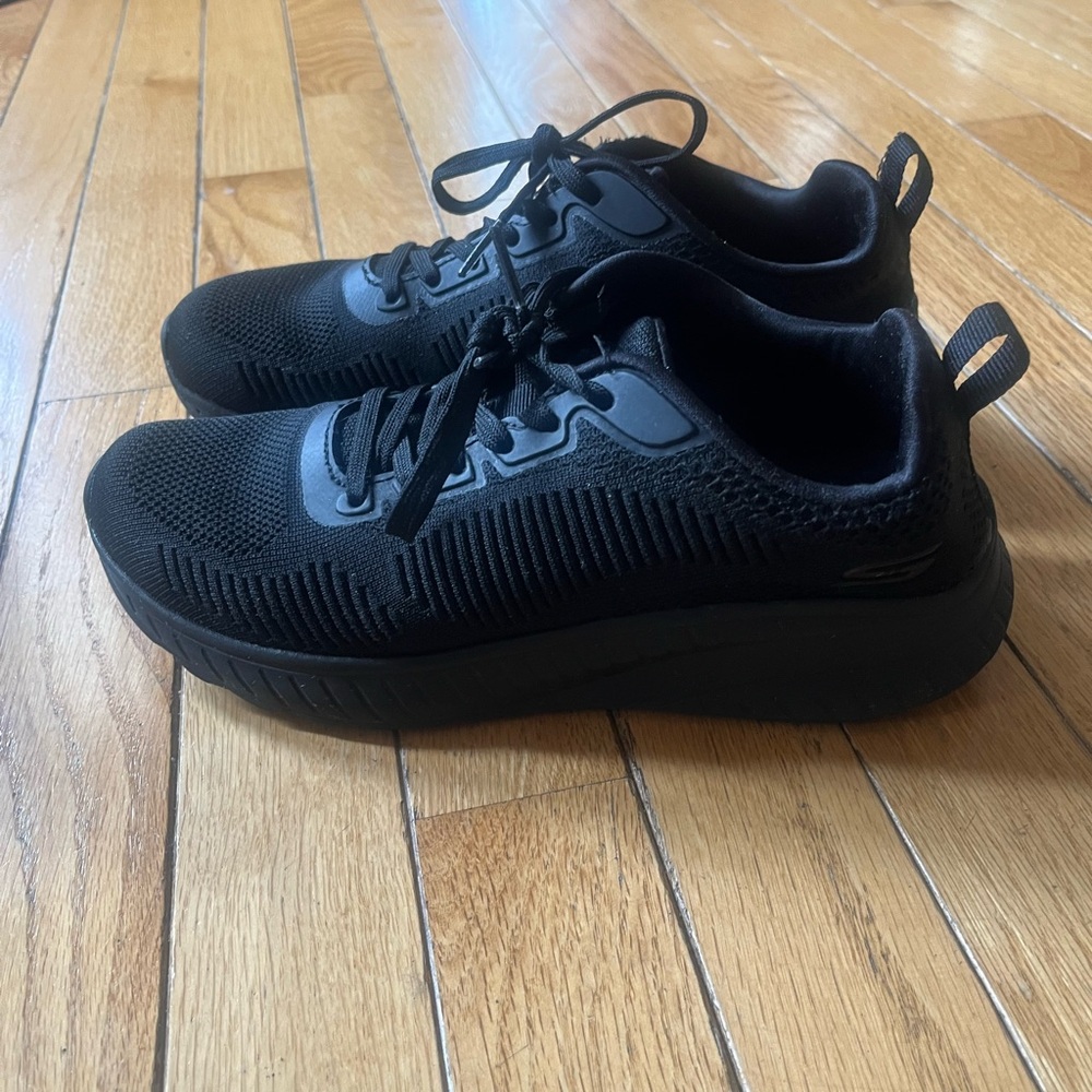 Women’s Skechers BOBS Memory Foam All Black Sneakers- Size 6.5 - Picture 7 of 12